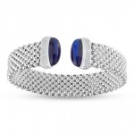 STERLING SILVER WIDE BLUE CUFF BRACELET