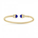 STERLING SILVER VERMEIL HINGE TWIST CABLE BRACELET WITH LAPIS ENDS