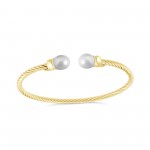 GOLD PLATED TWIST PEARL CUFF BRACELET