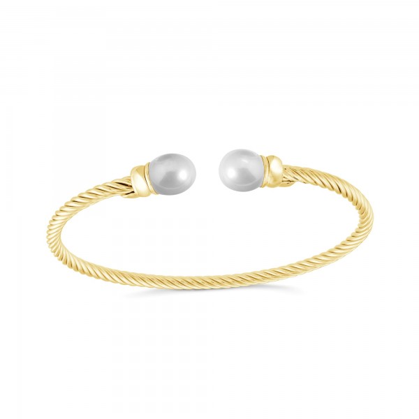 GOLD PLATED TWIST PEARL CUFF BRACELET