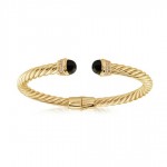 GOLD PLATED HINGED TWIST SMALL BRACELET WITH BLACK ENDPIECES