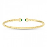 GOLD PLATED MINI TWIST SMALL BRACELET WITH GREEN END PIECES