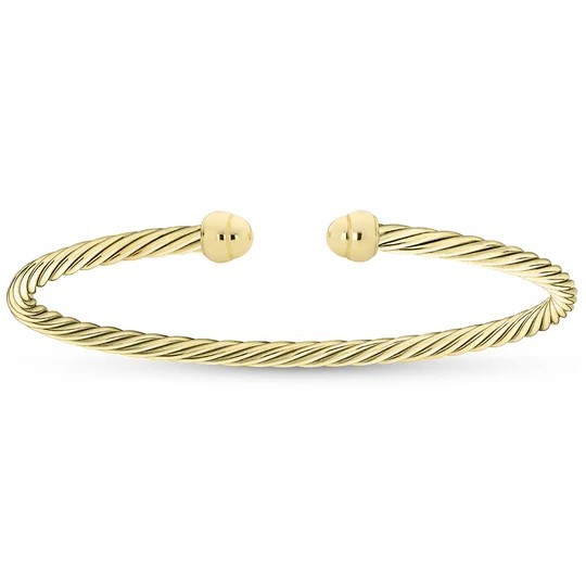 STERLING SILVER GOLD PLATED MINI TWISTED POLISHED MEDIUM BRACELET