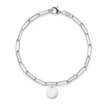 STERLING SILVER PAPER CLIP BRACELET WITH DISC