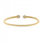 GOLD PLATED FANCY TWIST BRACELET WITH CUBIC ZIRCONIA TIP ENDS