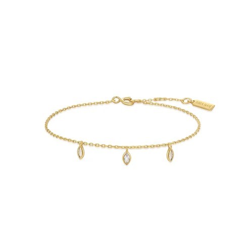 STERLING SILVER GOLD PLATED SPARKLING TRIPLE STATION BRACELET