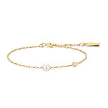 STERLING SILVER GOLD PLATED GOLD SHELL PEARL & BEZEL SPARKLE BRACELET