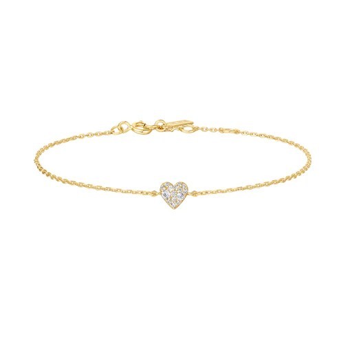 STERLING SILVER GOLD PLATED GOLD SWEETHEART PAVE BRACELET