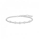 STERLING SILVER MULTI STATION ROUND STONE CHAIN BRACELET