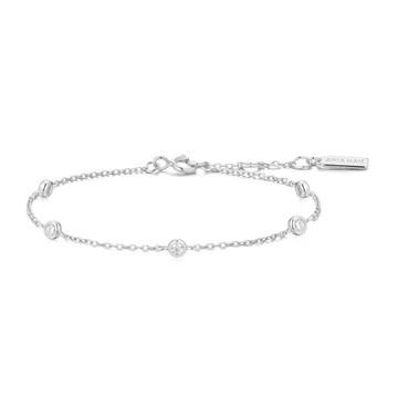 STERLING SILVER CLASSIC BEZEL SET STATION BRACELET