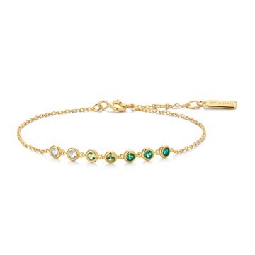 STERLING SILVER GOLD PLATED GREEN STATION BRACELET