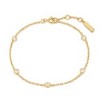 STERLING SILVER GOLD PLATED CLASSIC BEZEL SET STATION BRACELET