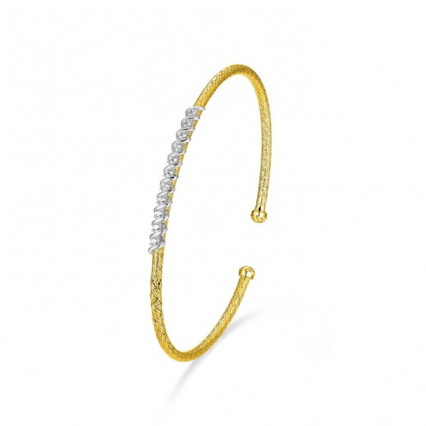 STERLING SILVER GOLD PLATED CUBIC ZIRCONIA CUFF BRACELET