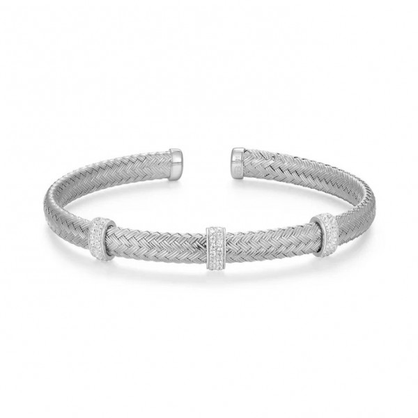 STERLING SILVER CUBIC ZIRCONIA CUFF BRACELET