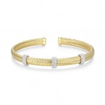 STERLING SILVER GOLD PLATED CUBIC ZIRCONIA CUFF BRACELET