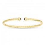 STERLING SILVER GOLD PLATED MINI TWIST NIGHT BLUE CUFF BRACELET