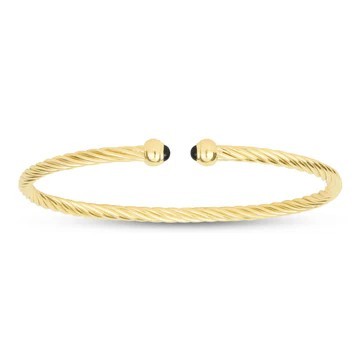 STERLING SILVER GOLD PLATED MINI TWIST NIGHT BLUE CUFF BRACELET