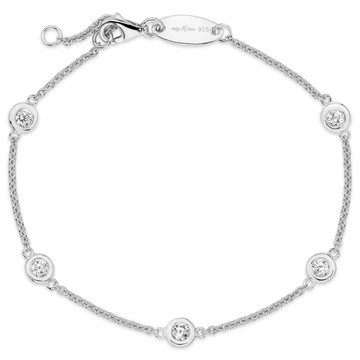 STERLING SILVER CZ STATION BRACELET