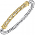 STERLING SILVER & 14K YELLOW GOLD DIAMOND MARQUIS CLOSED BRACELET