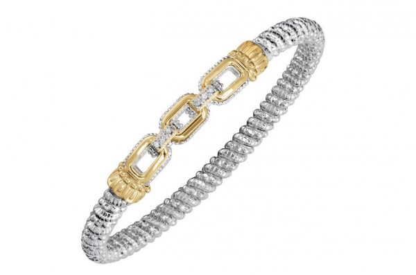 STERLING SILVER & 14K YELLOW GOLD 3MM CLOSED BRACELET