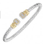 STERLING SILVER & 14K YELLOW GOLD 4MM DIAMOND CUFF BRACELET