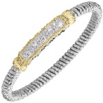 STERLING SILVER & 14K YELLOW GOLD 4MM DIAMOND CLOSED BRACELET