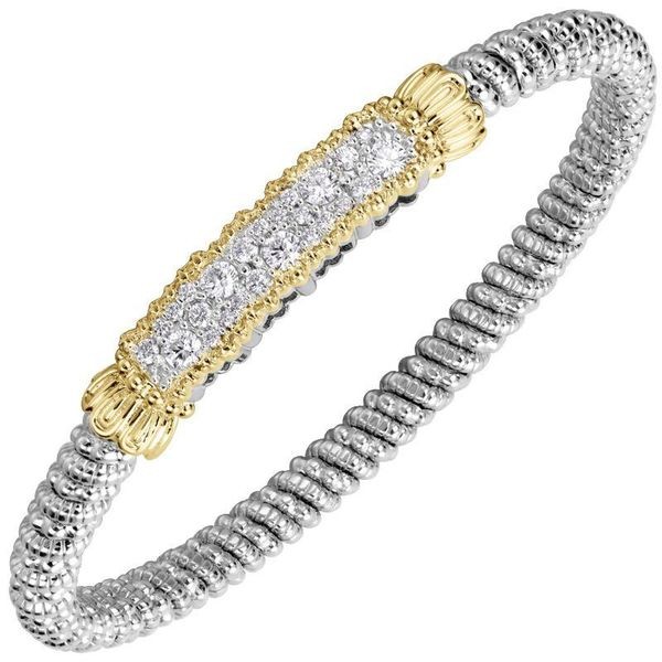STERLING SILVER & 14K YELLOW GOLD 4MM DIAMOND CLOSED BRACELET