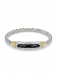 STERLING SILVER & 14K YELLOW GOLD DIAMOND BLACK ONYX 4MM BRACELET