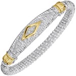 STERLING SILVER & 14K YELLOW GOLD 5MM DIAMOND CLOSED BRACELET