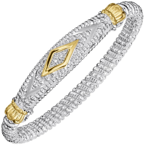STERLING SILVER & 14K YELLOW GOLD 5MM DIAMOND CLOSED BRACELET