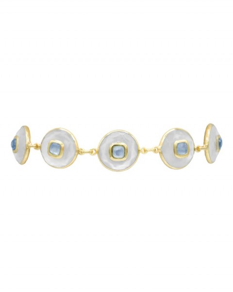 24K GOLD PLATE IONE MOTHER OF PEARL & TANZANITE BRACELET