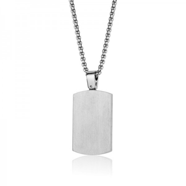 Matte Polished Stainless Steel Dogtag Necklace