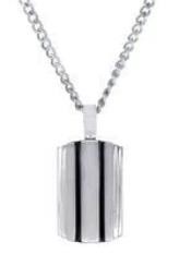 Stainless Steel Black Ion Plated Brushed Verticle Dogtag Necklace