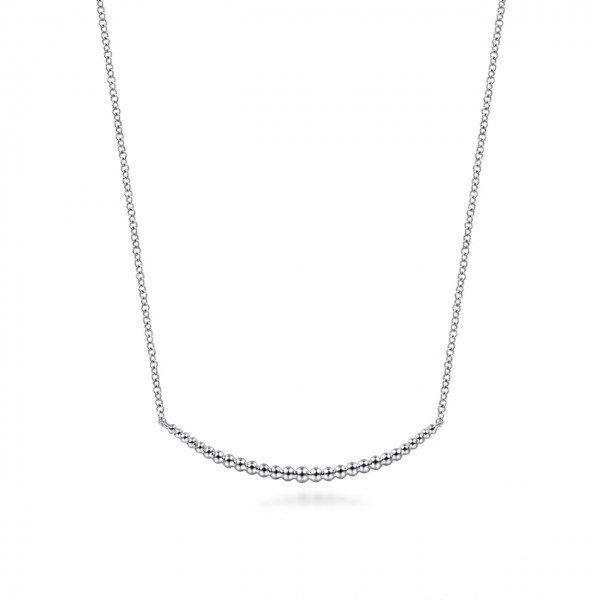 STERLING SILVER BEADED BAR NECKLACE
