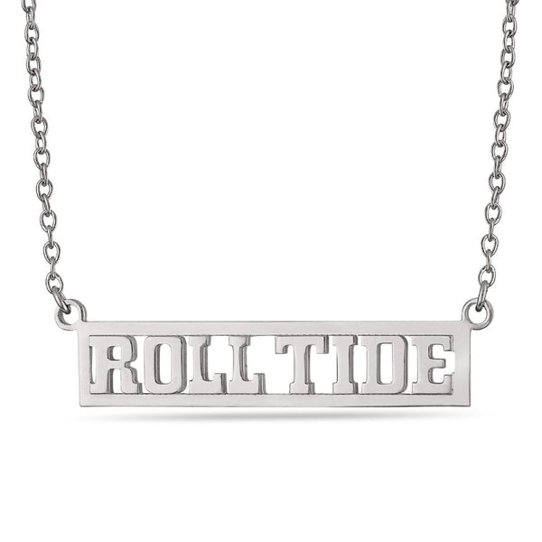 SILVER TONE ROLL TIDE BAR NECKLACE