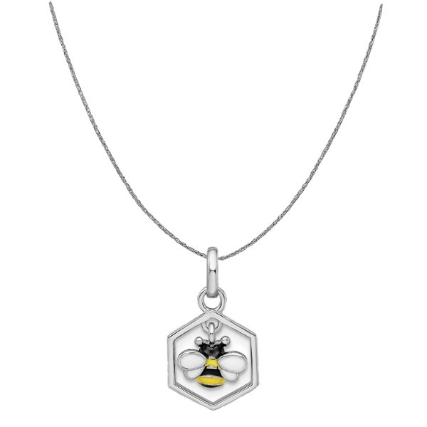 HP GIRL STERLING SILVER ENAMEL BUMBLE BEE PENDANT WITH CHAIN
