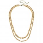 DOUBLE ROW SATIN GOLD TONE BEAD NECKLACE