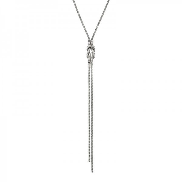 JOHN HARDY STERLING SILVER AND DIAMOND LOVE KNOT NECKLACE .29CTW