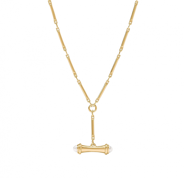 JULIE VOS GOLD PLATED BAMBOO & PEARL NECKLACE