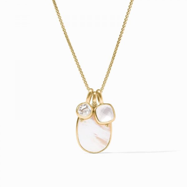 JULIE VOS GOLD PLATED KALEIDOSCOPE CLEAR CRYSTAL PENDANT