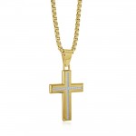 GOLD PLATED STAINLESS STEEL WHITE CZ CROSS NECKLACE
