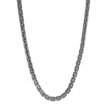 GUN METAL GRAY STAINLESS STEEL BRUSHED CUBOID LINK NECKLACE