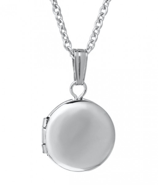 STERLING SILVER ROUND BABY LOCKET ON A CABLE CHAIN