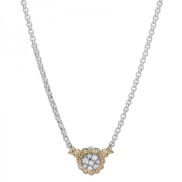 VAHAN STERLING SILVER & 14K DIAMOND CLUSTER NECKLACE