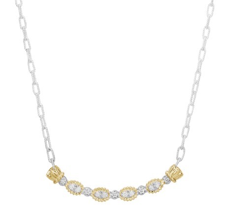 VAHAN STERLING SILVER & 14K DIAMOND BAR NECKLACE