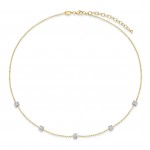 STERLING SILVER GOLD PLATED CZ STATION NECKLACE