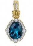 VAHAN STERLING SILVER & 14K GOLD DIAMOND & LONDON BLUE TOPAZ PENDANT
