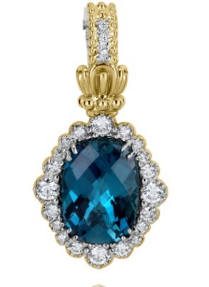 VAHAN STERLING SILVER & 14K GOLD DIAMOND & LONDON BLUE TOPAZ PENDANT