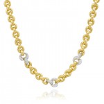 GOLD VERMEIL HEART LINK NECKLACE WITH CUBIC ZIRCONIA