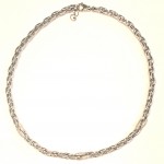 STERLING SILVER & RHODIUM FANCY OVAL LINK NECKLACE WITH CUBIC ZIRCONIA